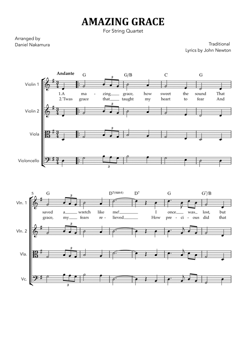 Amazing Grace (for String Quartet)