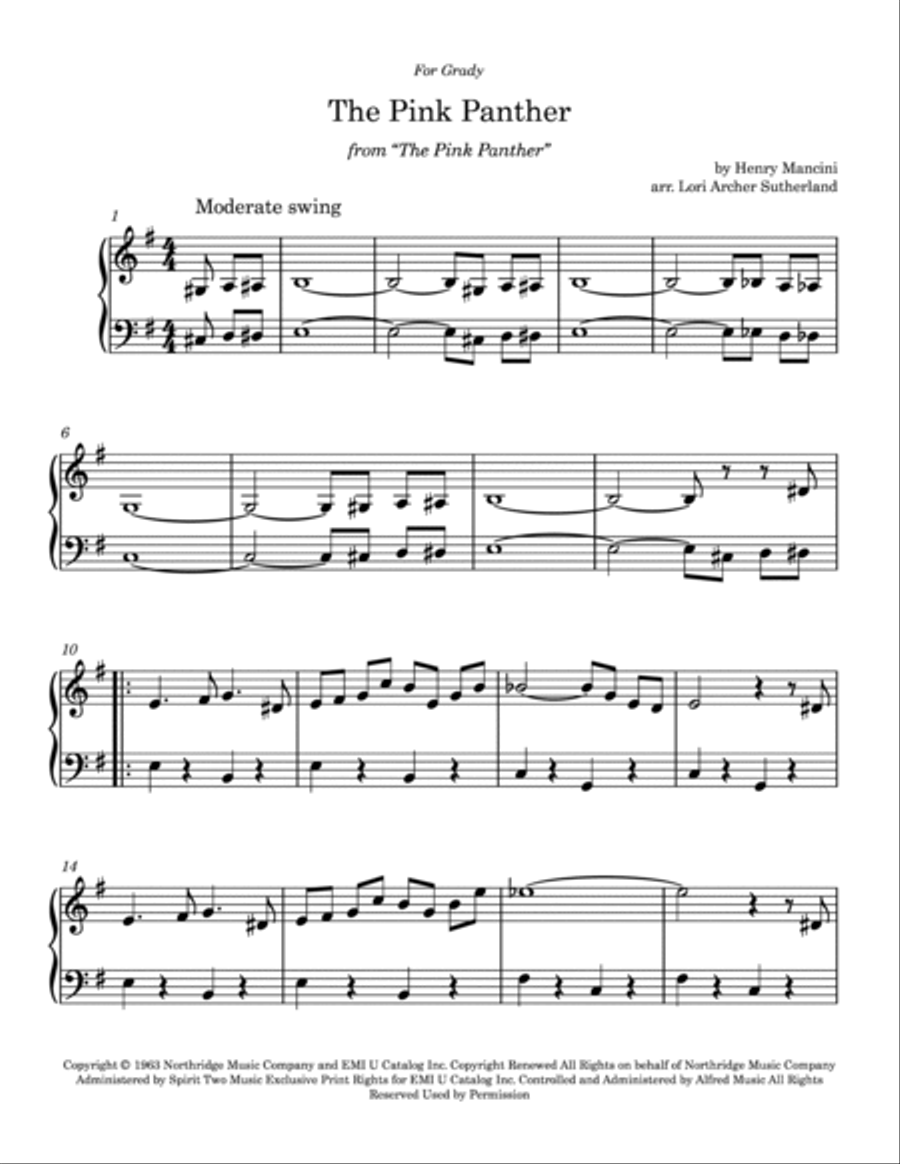 The Pink Panther The Pink Panther Piano Method scores gallery preview page 2