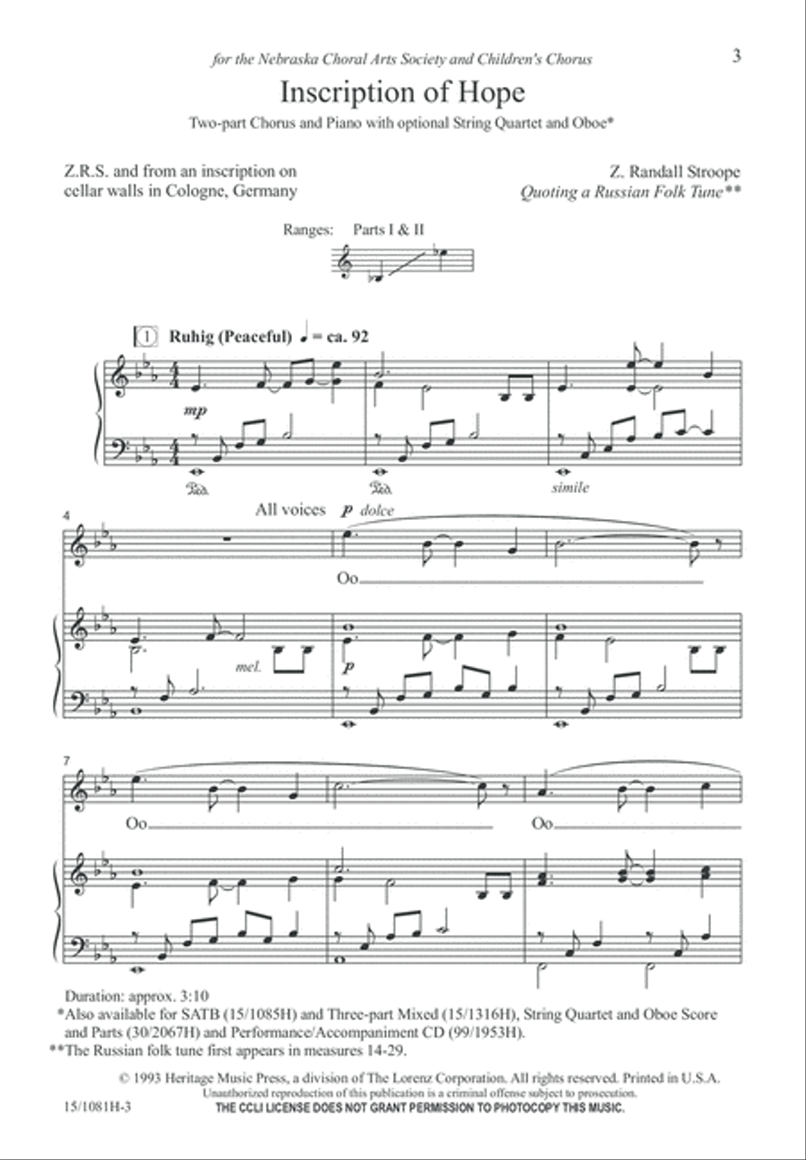 Inscription of Hope 2-Part scores gallery preview page 3