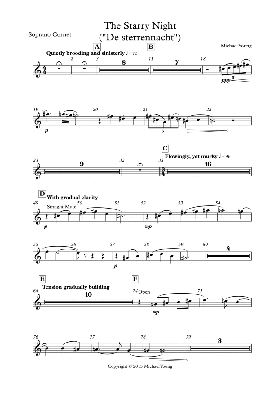 Book cover for The Starry Night (Brass Band) - Parts