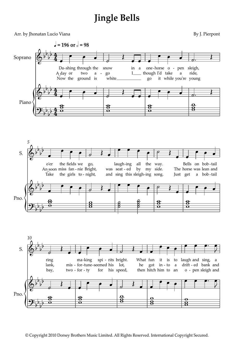 Jingle Bells Soprano Voice scores gallery preview page 1