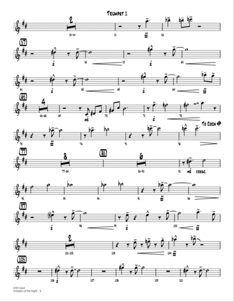 Children of the Night - Trumpet 1 Trumpet scores gallery preview page 2