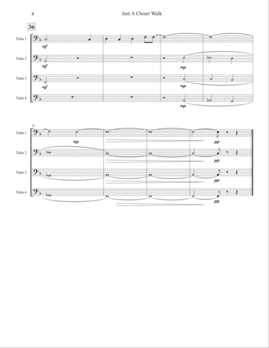 Just A Closer Walk (for Tuba Quartet) Tuba Quartet scores gallery preview page 4