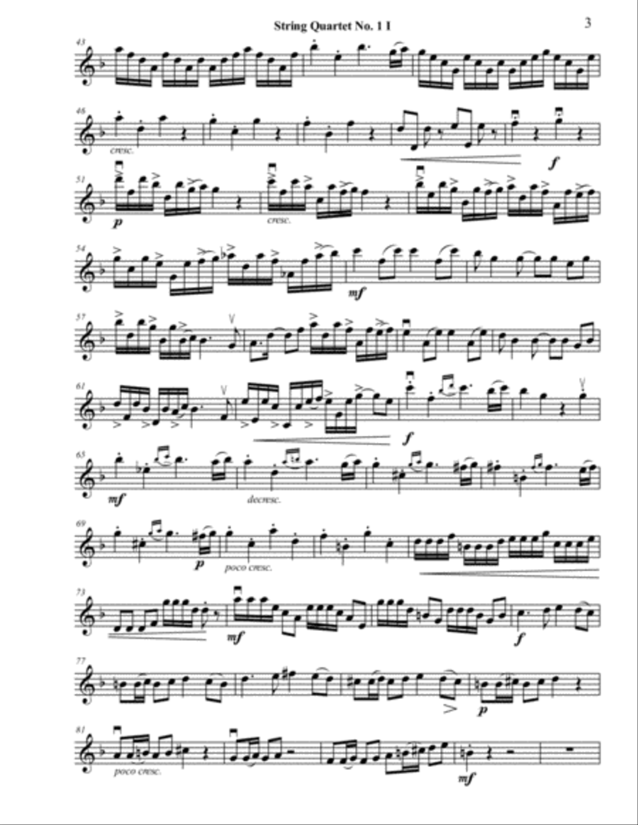 String Quartet 1 in D Minor - First Violin String Quartet scores gallery preview page 3