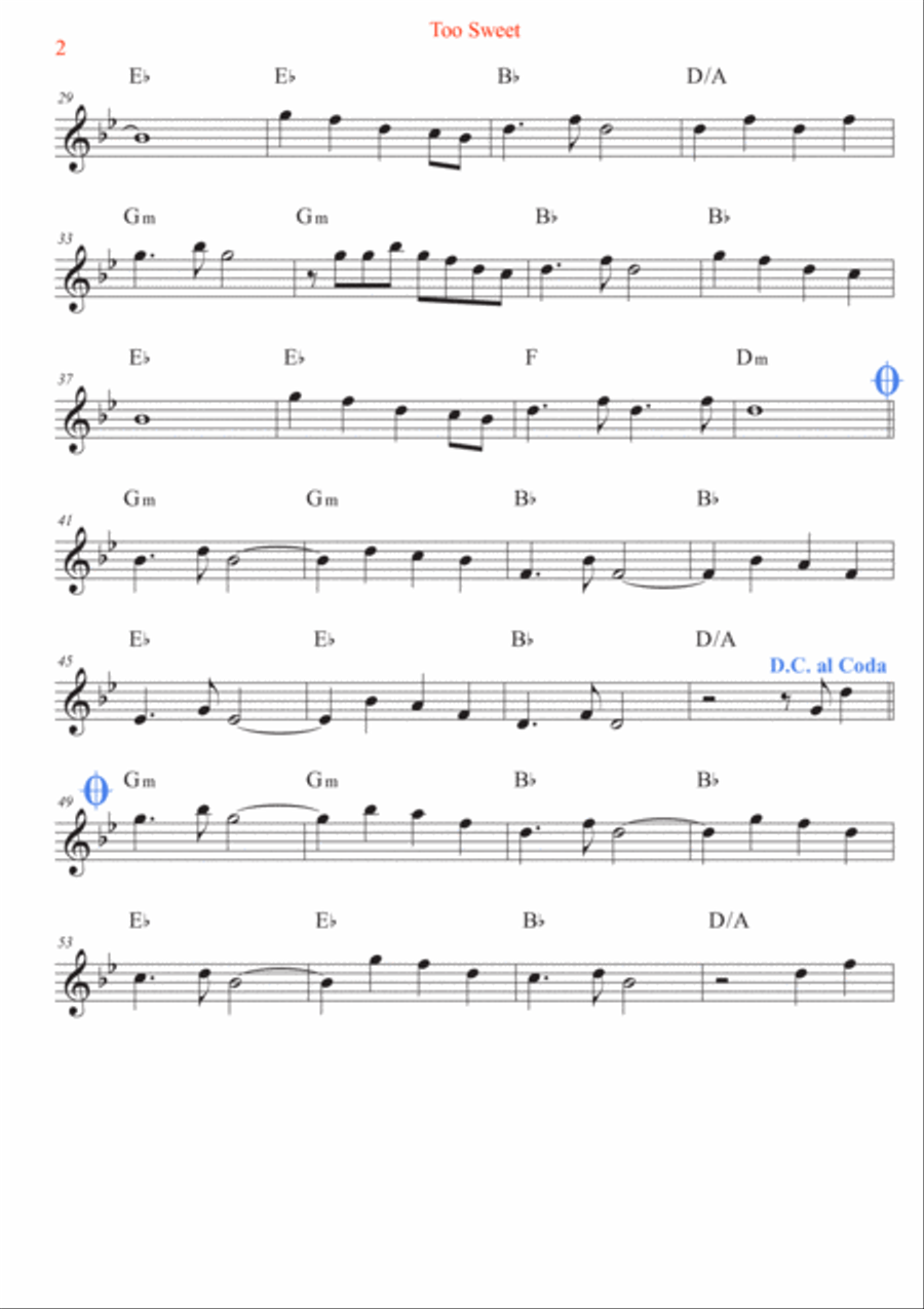 Too Sweet Flute Solo scores gallery preview page 2
