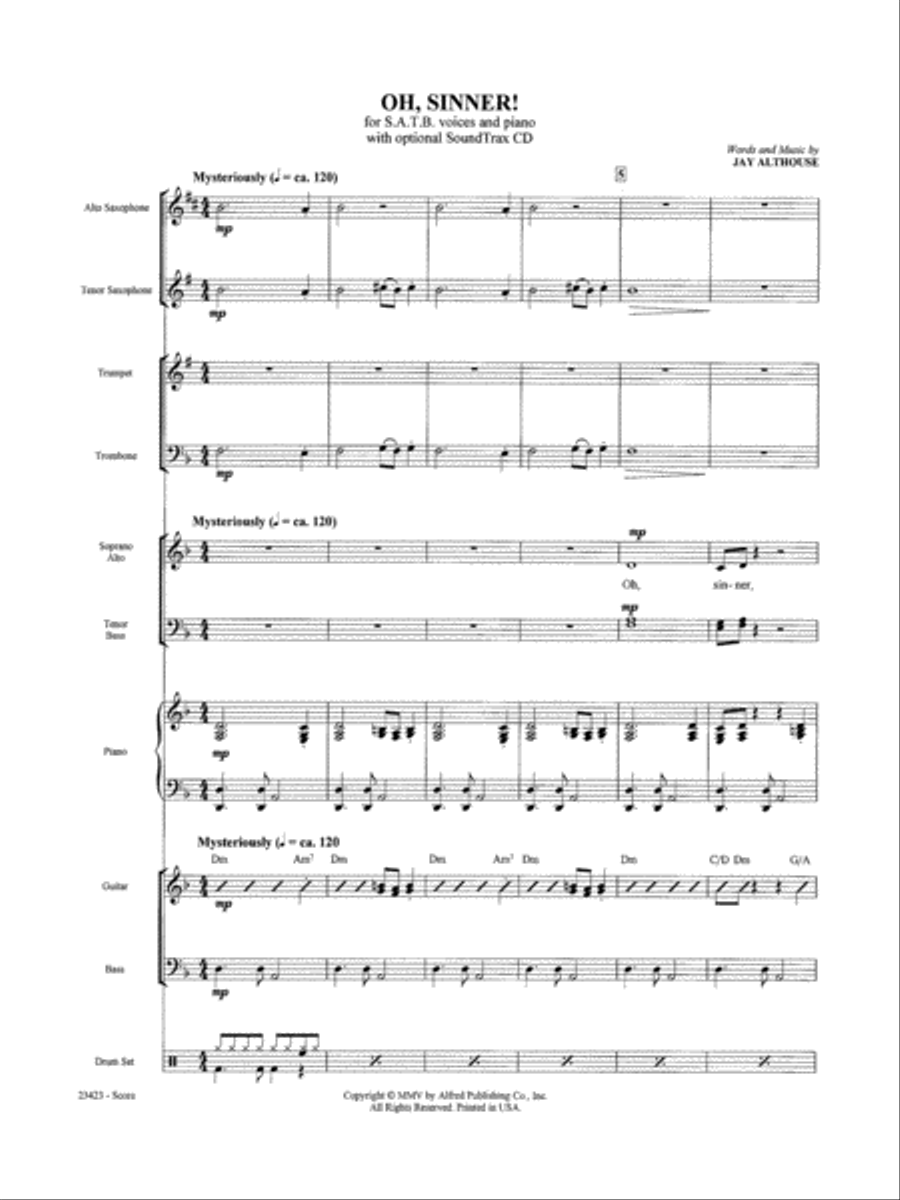 Oh, Sinner!: Score Oh, Sinner!: Score Score scores gallery preview page 1