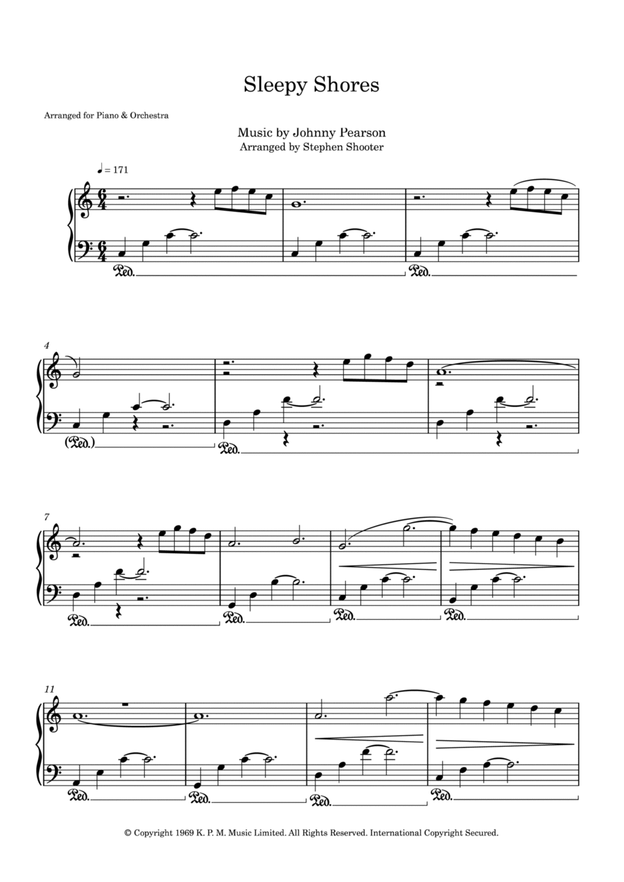 Sleepy Shores (theme From Owen M.d.) Piano Solo scores gallery preview page 1