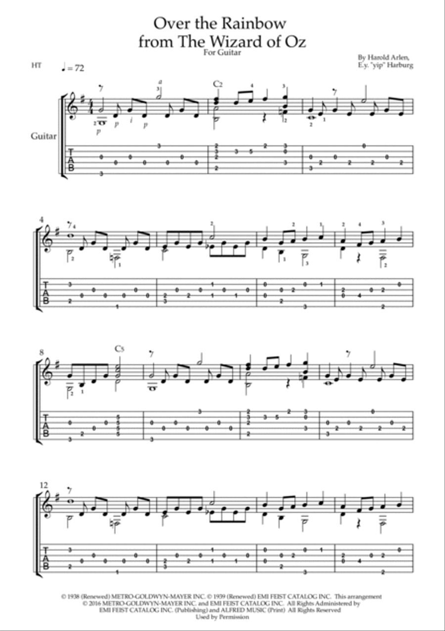 Over The Rainbow Acoustic Guitar scores gallery preview page 2