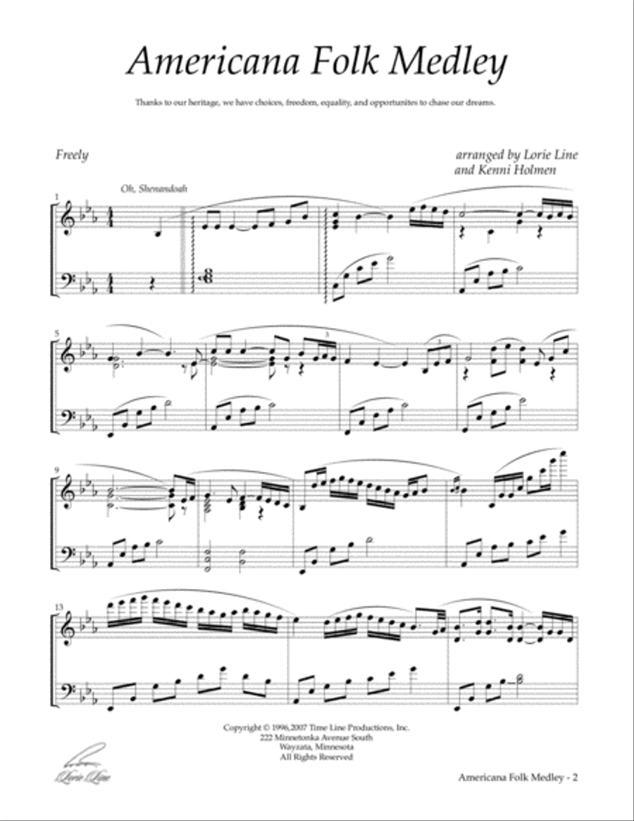 Americana Folk Medley Americana Folk Medley Piano Solo scores gallery preview page 2