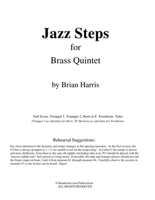 JAZZ STEPS for Brass Quintet (score & parts, limited range demands, medium)