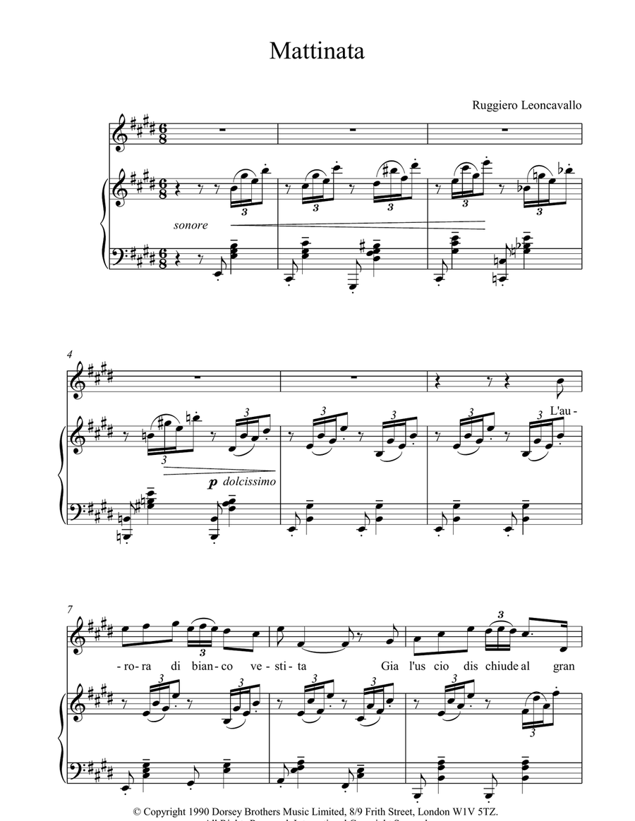 Mattinata Mattinata Piano, Vocal, Guitar scores gallery preview page 1