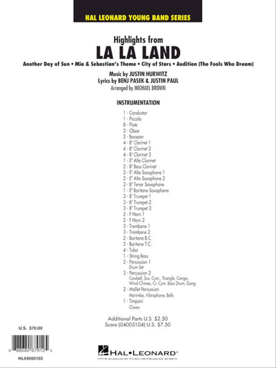 Highlights from La La Land Concert Band scores gallery preview page 5