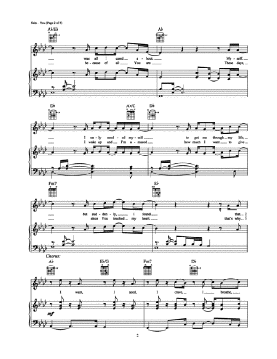 You Piano, Vocal, Guitar scores gallery preview page 2