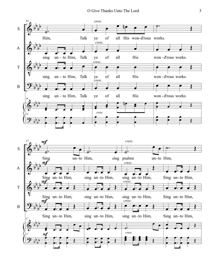 O Give Thanks Unto The Lord 4-Part scores gallery preview page 3