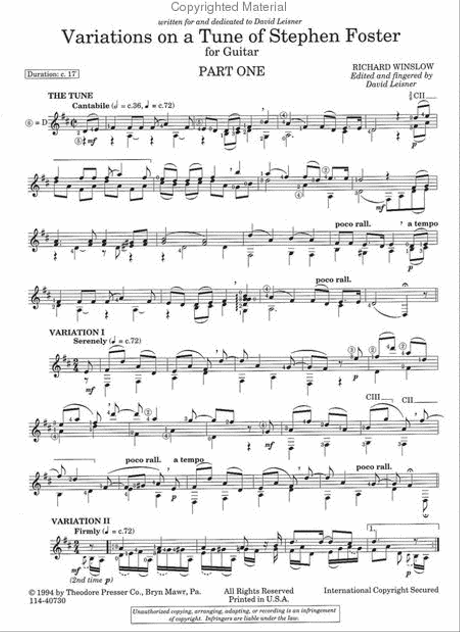 Variations on a Tune of Stephen Foster Chamber Music scores gallery preview page 2