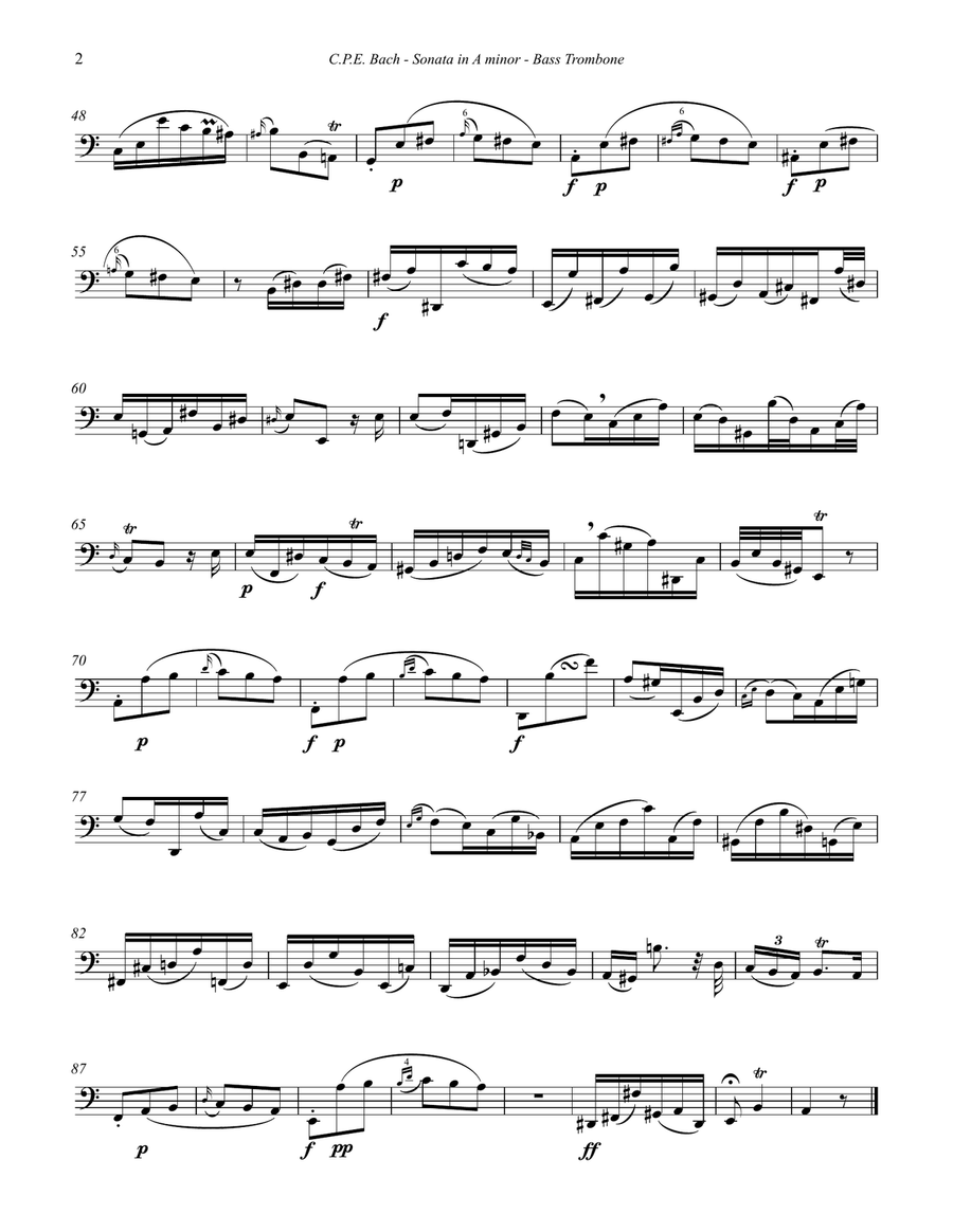 Sonata in A minor for Bass Trombone Unaccompanied Bass Trombone scores gallery preview page 2