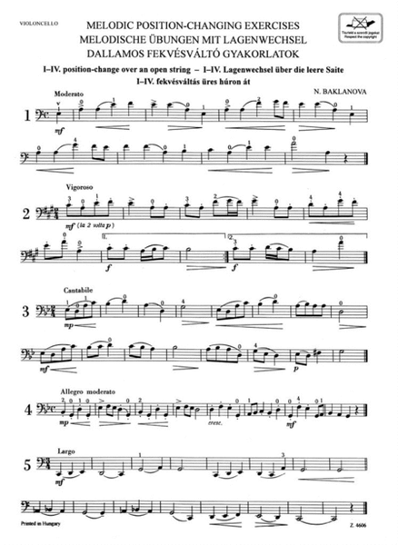 Melodic Exercises to Changes of Position