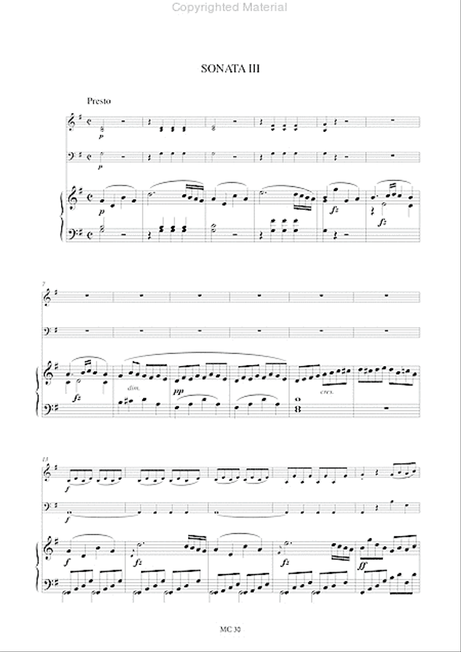 3 Sonatas Op. 27 for Piano (Harpsichord), Violin and Violoncello Piano Trio scores gallery preview page 4