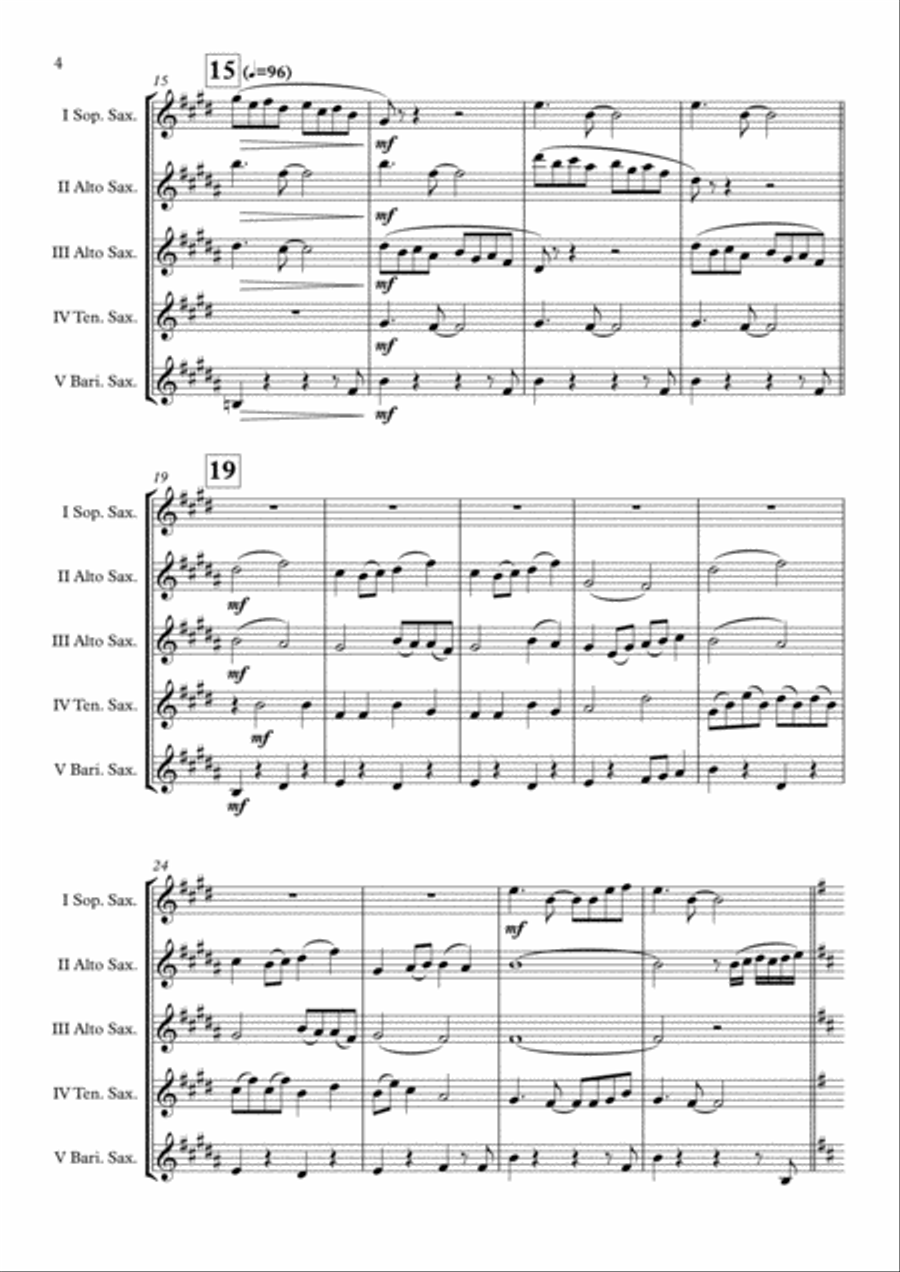 God Bless Us Everyone Saxophone Quintet scores gallery preview page 5