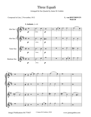 Beethoven: Three Equali WoO 30 for Sax Quartet