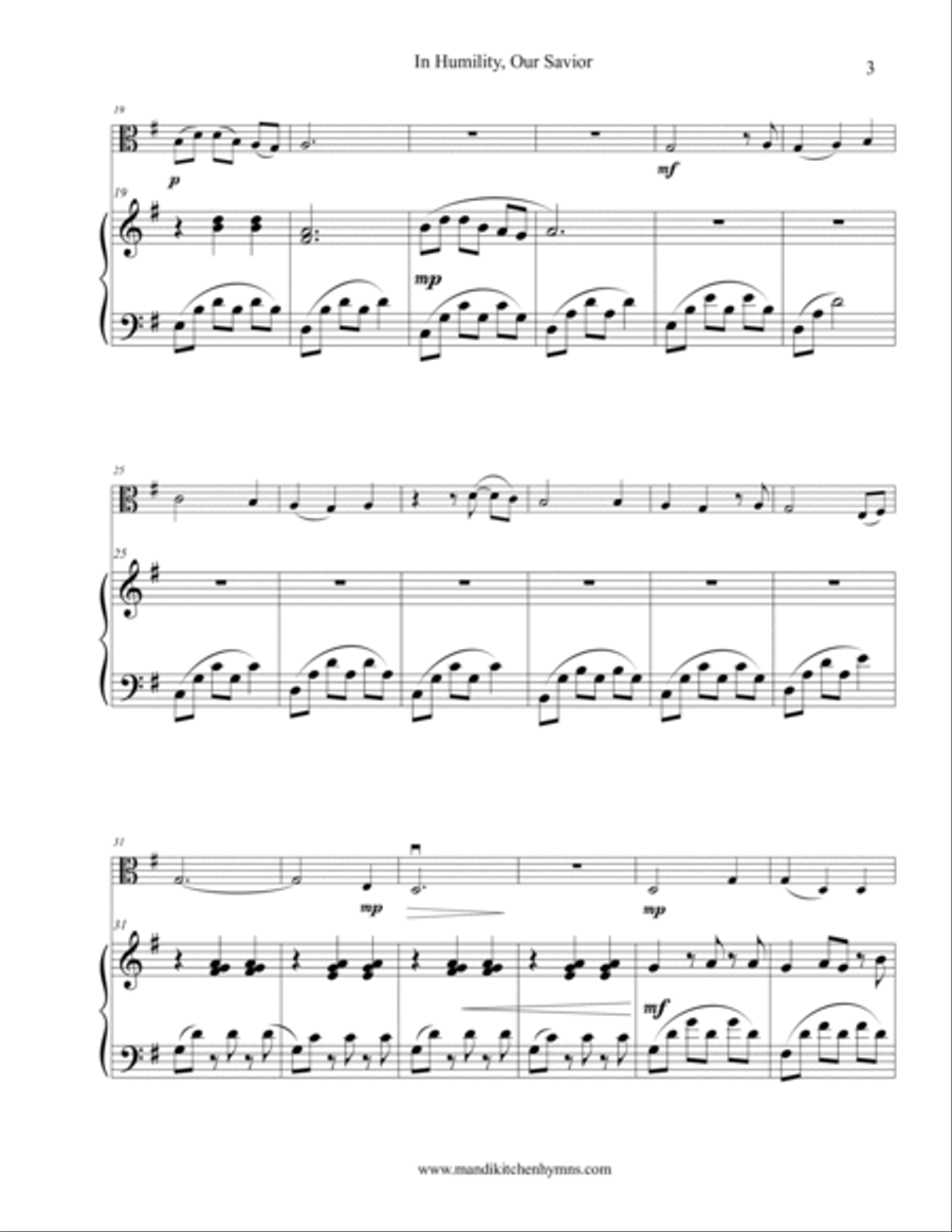 In Humility, Our Savior Viola & Piano Duet Piano Accompaniment scores gallery preview page 3