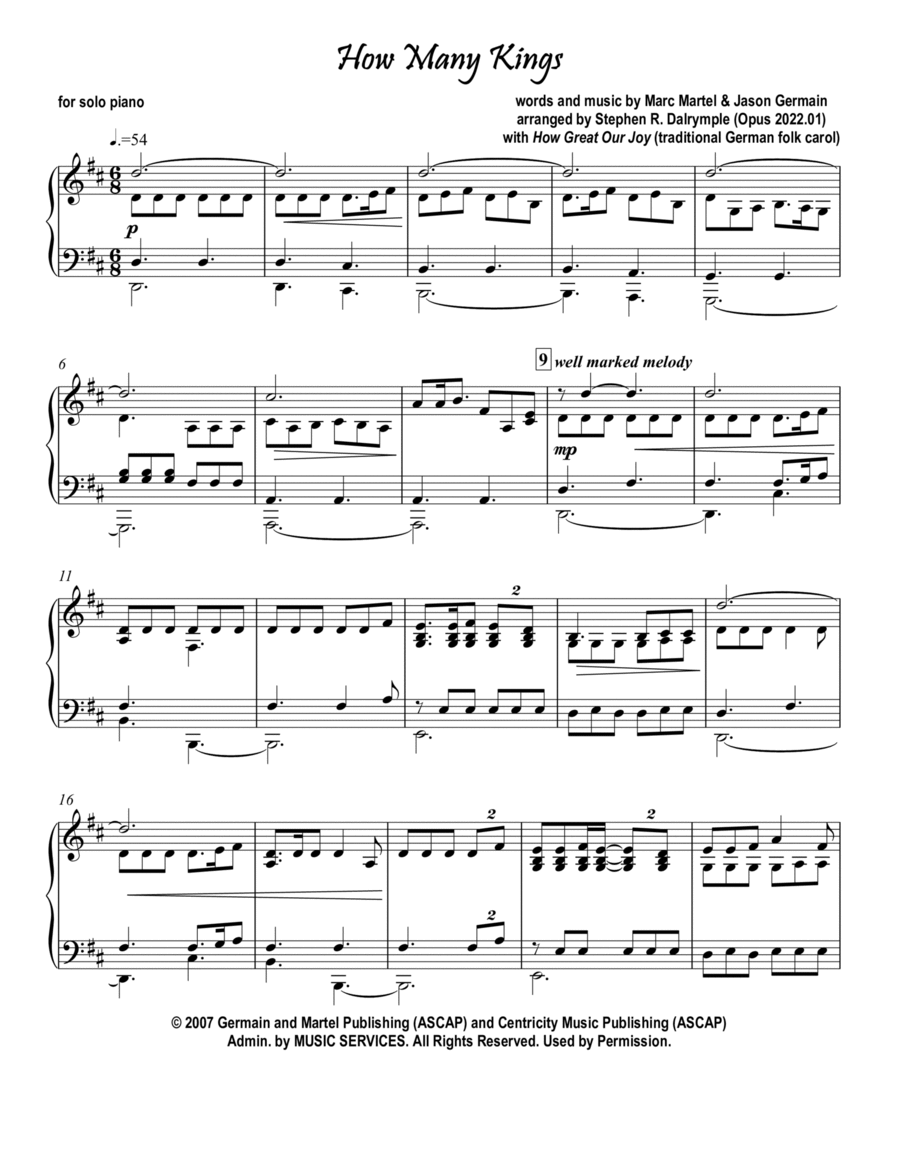 How Many Kings Piano Solo scores gallery preview page 1