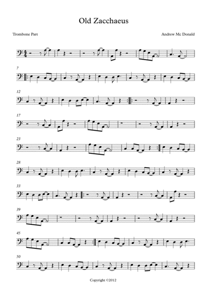 Old Zacchaeus Bb Trombone Score