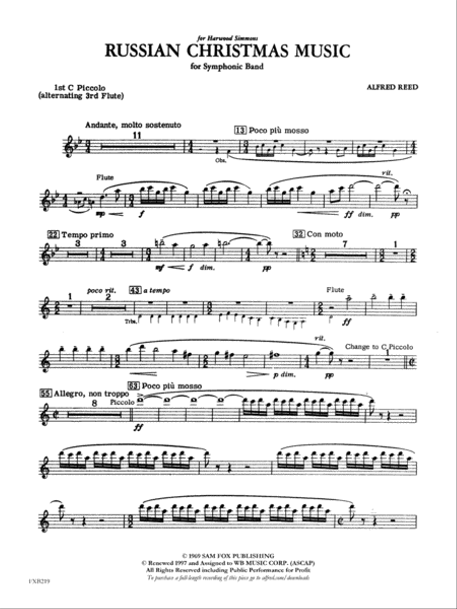 Russian Christmas Music: Piccolo Concert Band scores gallery preview page 1