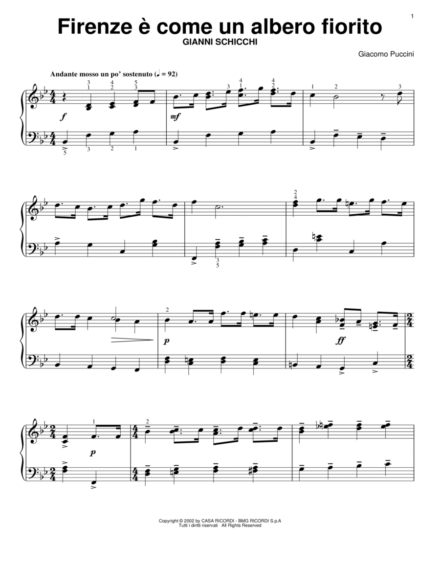 Rinuccio's Aria (Firenze E Come Un Alberto Fiorito) Voice Solo scores gallery preview page 1