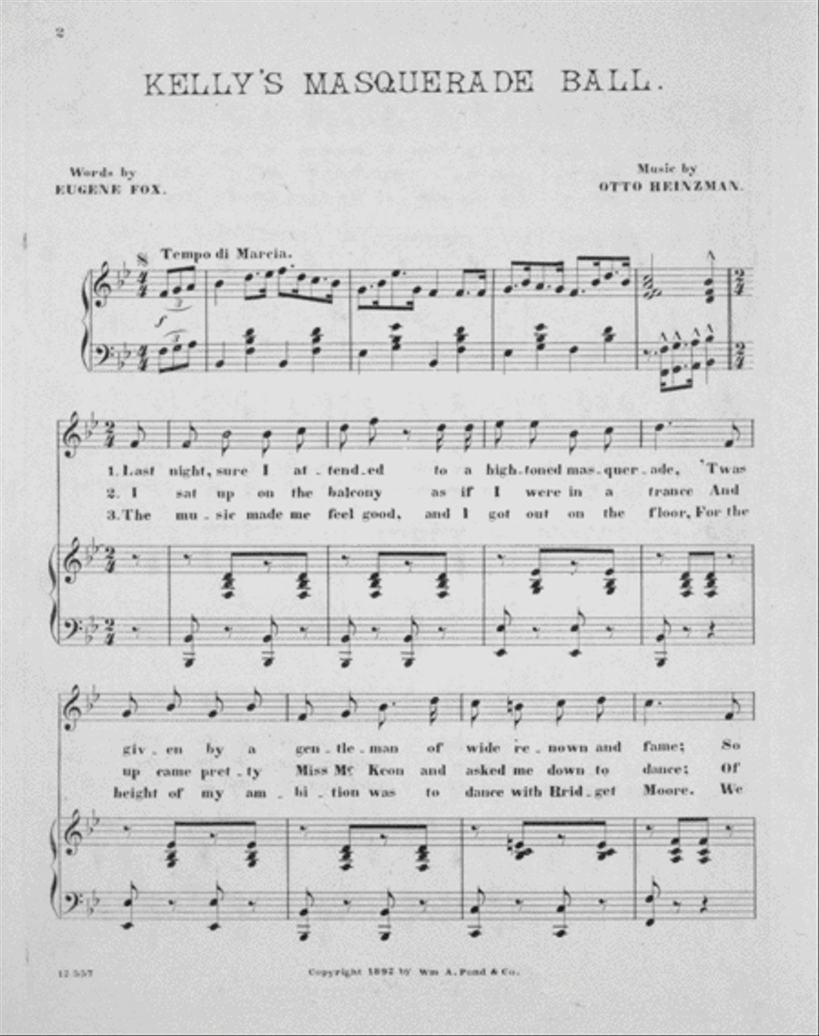 Kelly's Masquerade Ball. Comic Song Voice scores gallery preview page 2