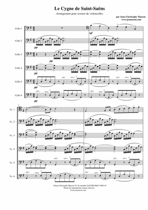 Le cygne de St Saëns for 6 celli Score and parts --- with easier version --- JCM 2013