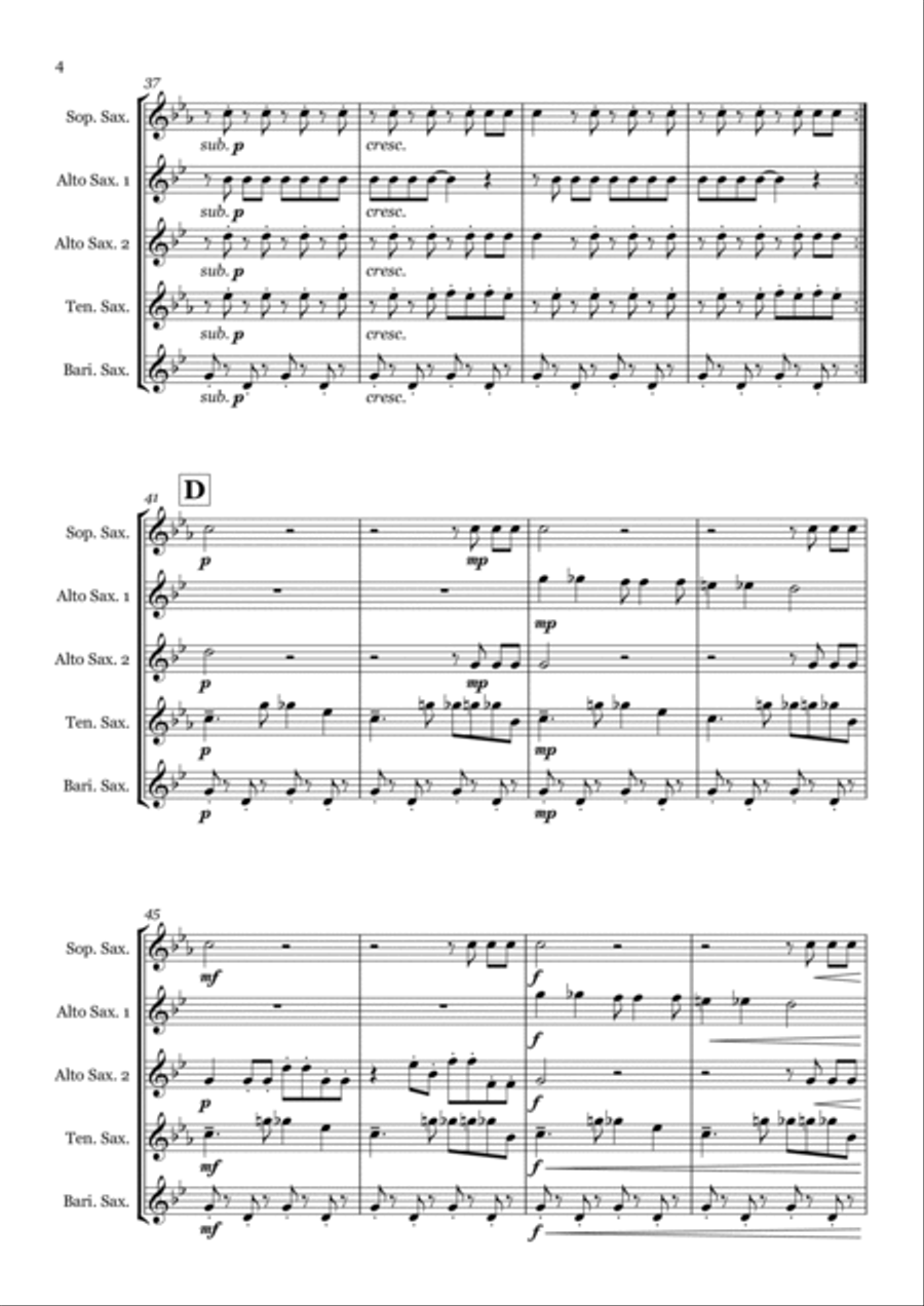 Poker Face Saxophone Quintet scores gallery preview page 4