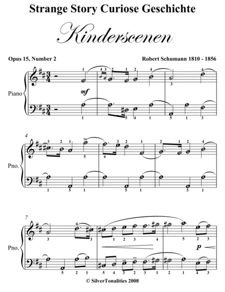Strange Story Kinderscenen Opus 15 Number 2 Easy Piano Sheet Music
