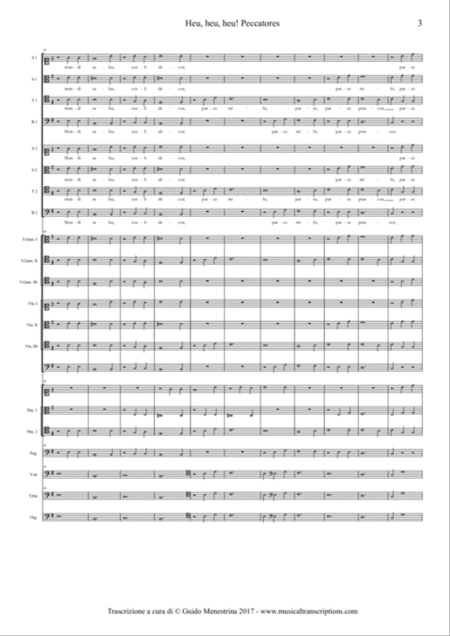 Leopold I (1640-1705) - Heu! Heu! Heu! Peccatores! 4-Part scores gallery preview page 3