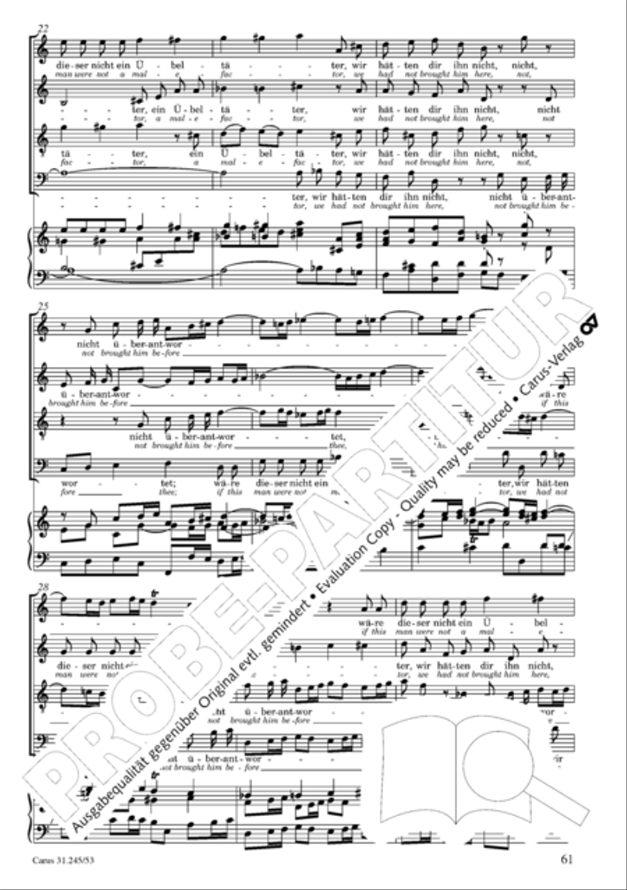 St. John Passion (Johannes-Passion) 4-Part scores gallery preview page 62