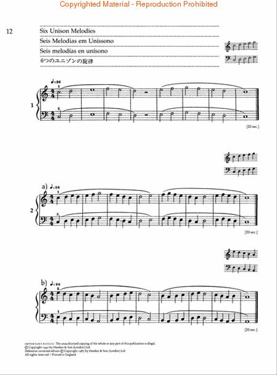 Béla Bartók – Mikrokosmos Volume 1 (Blue) Piano Method scores gallery preview page 2