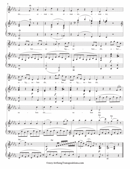 MOZART: An Chloe, K. 524 (transposed to D-flat major, C major, and B major)