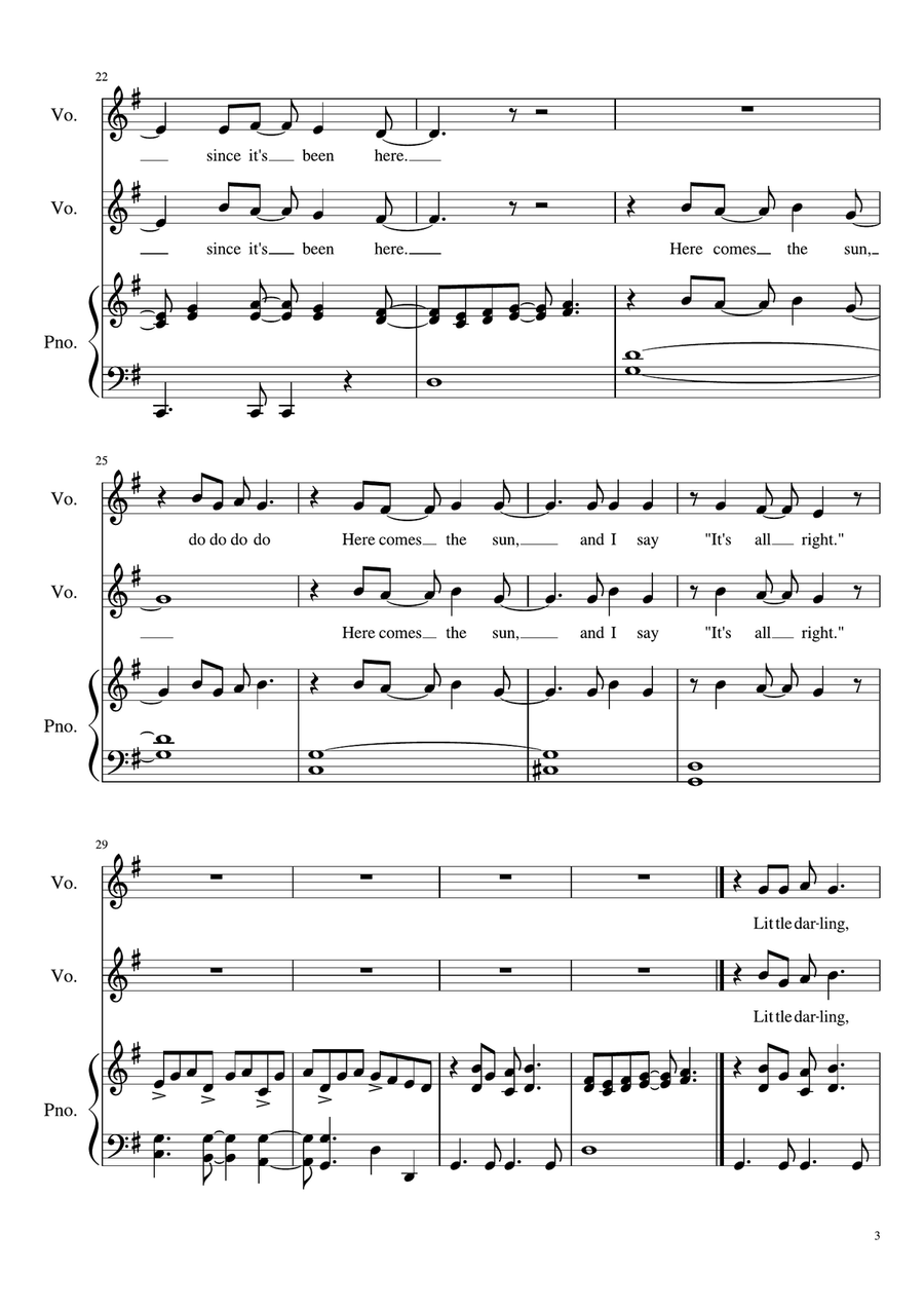 Here Comes The Sun Here Comes The Sun Vocal Duet scores gallery preview page 3
