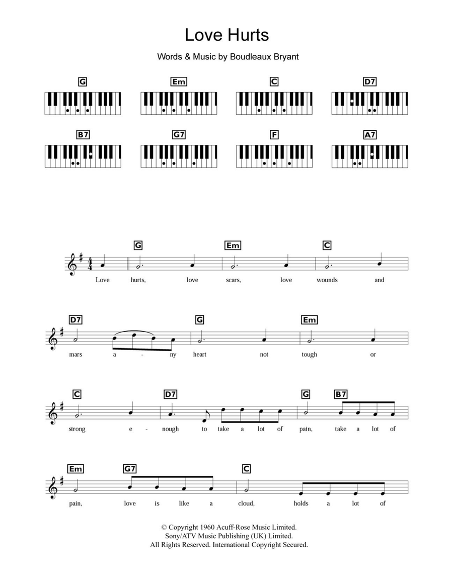 Love Hurts Piano Solo scores gallery preview page 1