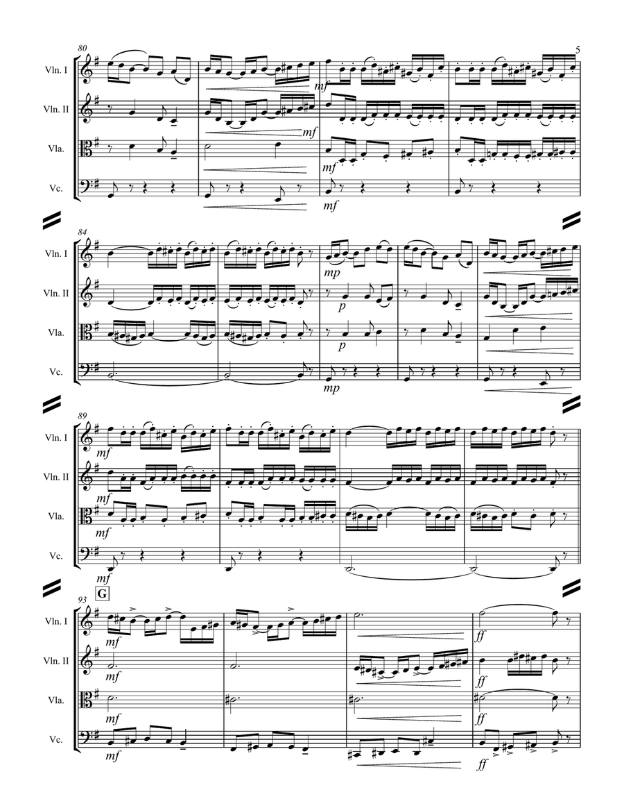 Procession of the Nobles from Mlada (for String Quartet) String Quartet scores gallery preview page 6