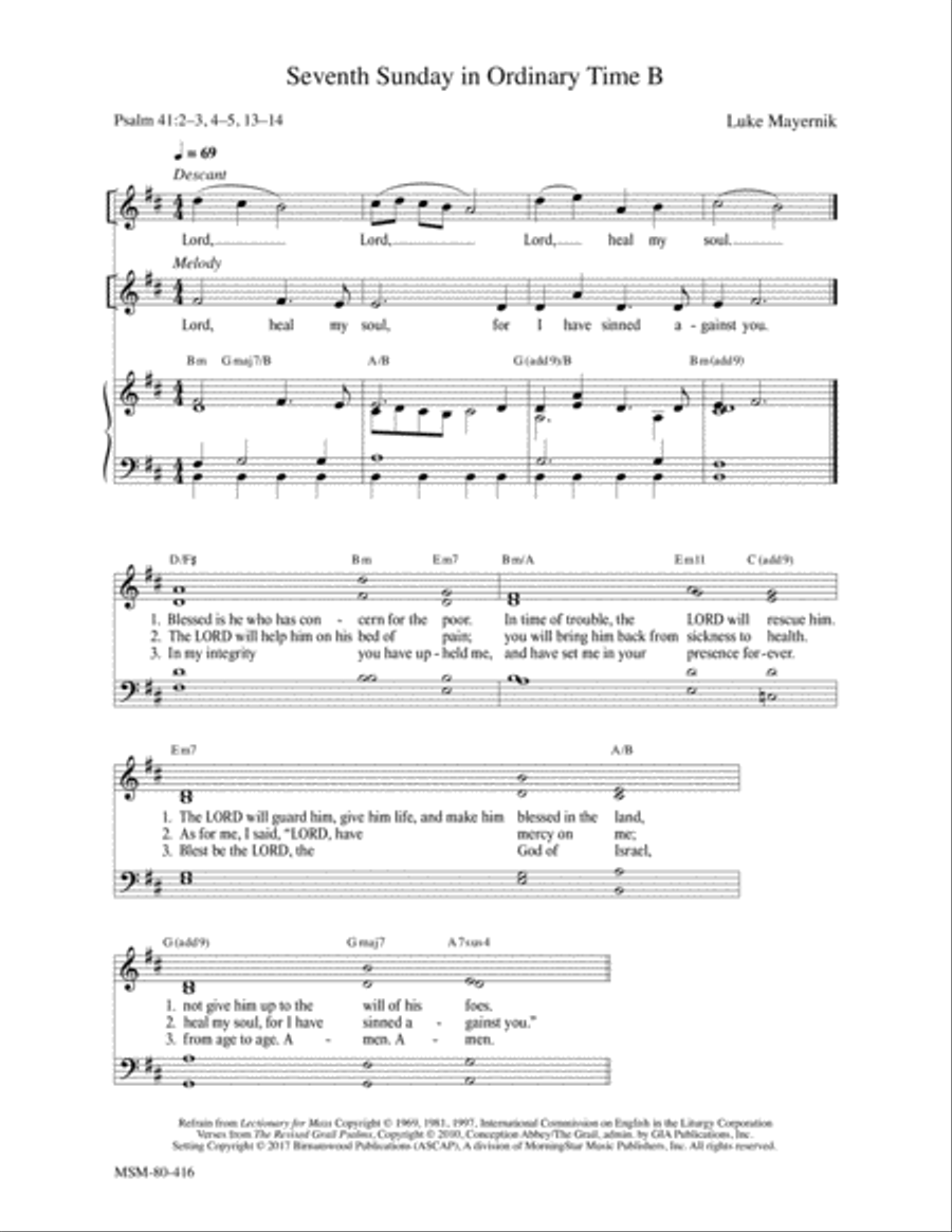 Seventh Sunday in Ordinary Time B 4-Part scores gallery preview page 1