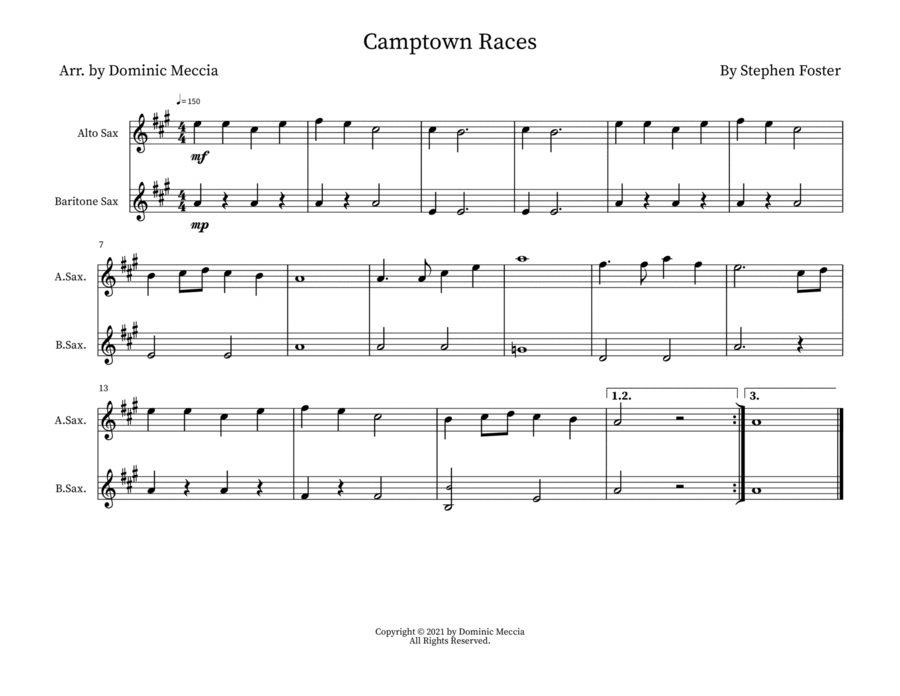 Camptown Races- Alto Sax and Bari Sax Duet image number null