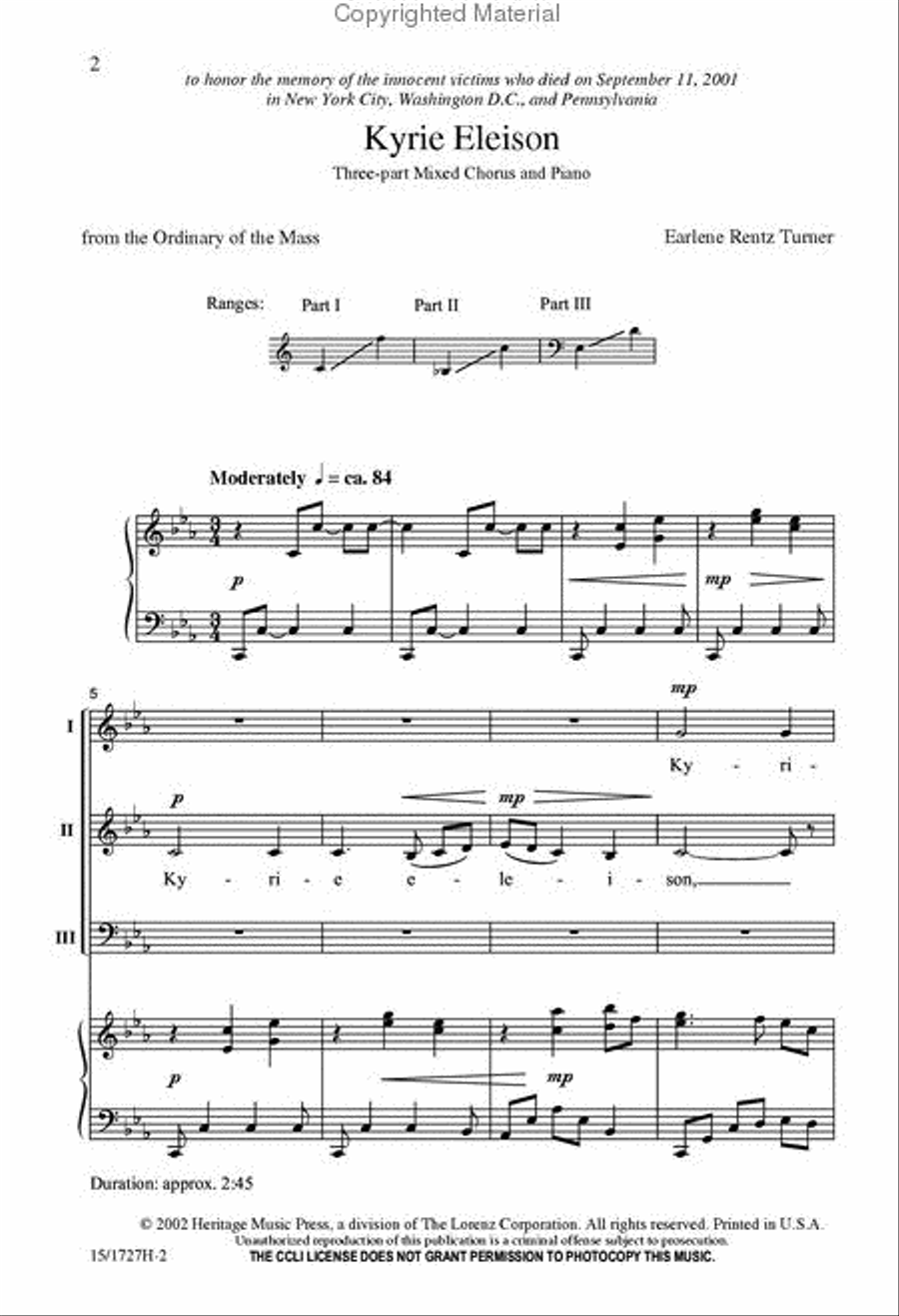 Kyrie Eleison 3-Part scores gallery preview page 2