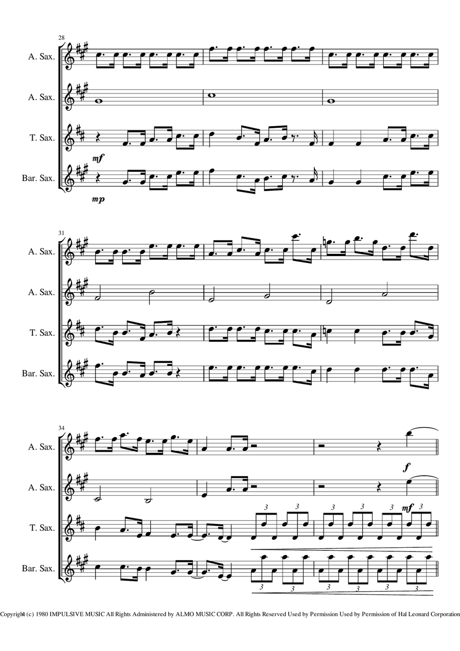 It's Still Rock And Roll To Me Woodwind Quartet scores gallery preview page 4