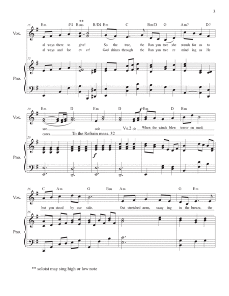 The Banyan Tree Vocal Solo Piano, Vocal, Guitar scores gallery preview page 3