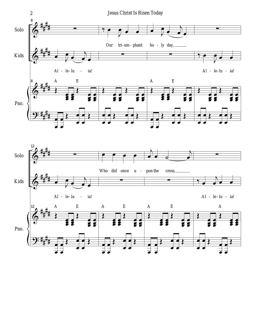 Jesus Christ Is Risen Today Unison Choir scores gallery preview page 2