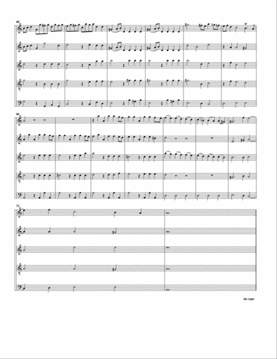 Alla hornpipe from Water music (arrangement for 5 recorders) Recorder scores gallery preview page 4