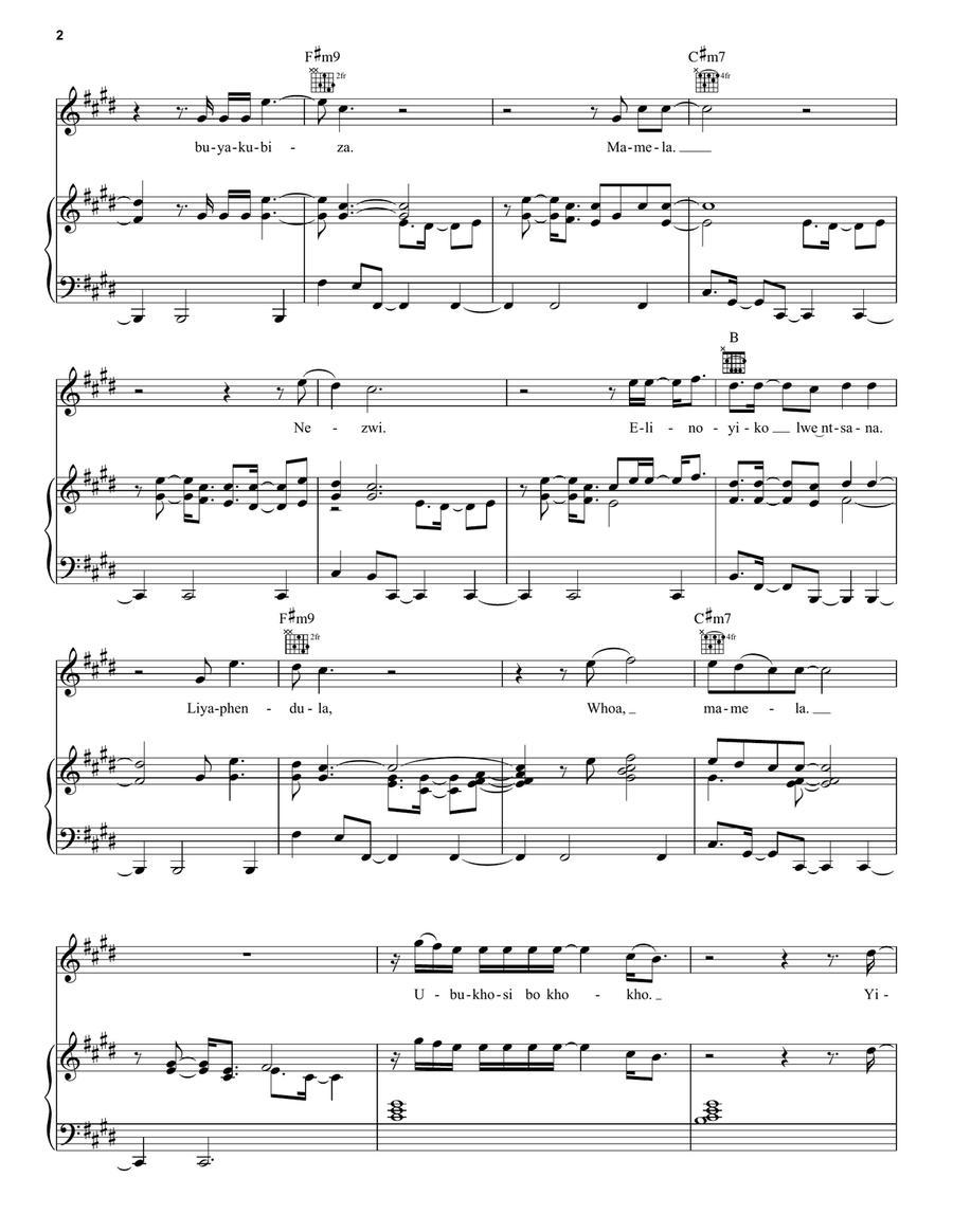 He Lives In You (from The Lion King 2019) Piano, Vocal, Guitar scores gallery preview page 2