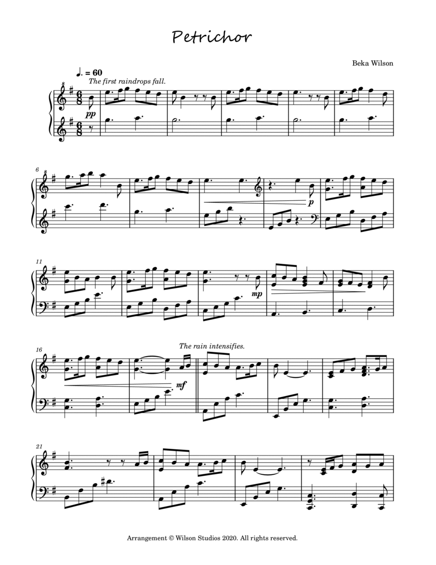 Petrichor--piano solo Piano Solo scores gallery preview page 1