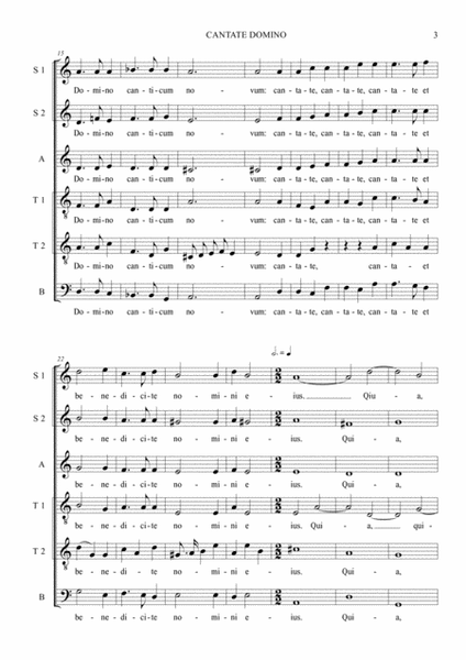 CANTATE DOMINO - Claudio Monteverdi - For SSATTB Choir image number null